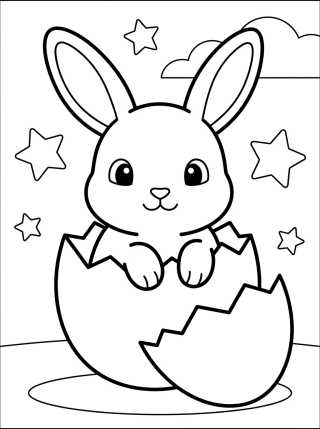 Bebê Coelho Saindo do Ovo de Páscoa para colorir Desenho de Bebê Coelho Saindo do Ovo de Páscoa para colorir e imprimir grátis