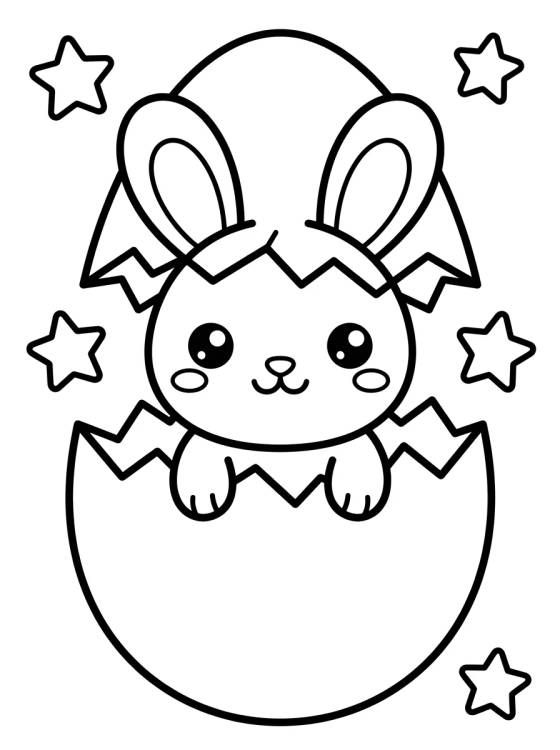 Bebê Coelho Saindo do Ovo para colorir Desenho de Bebê Coelho Saindo do Ovo para colorir e imprimir grátis
