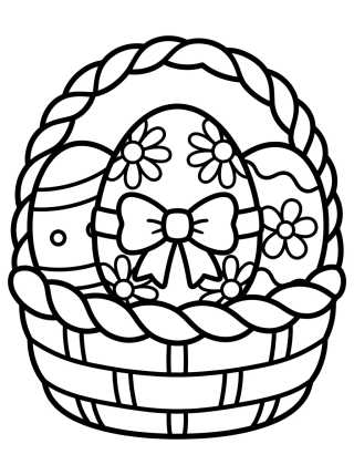 Desenho de Cesta de Ovos de Páscoa Decorados para colorir e imprimir grátis
