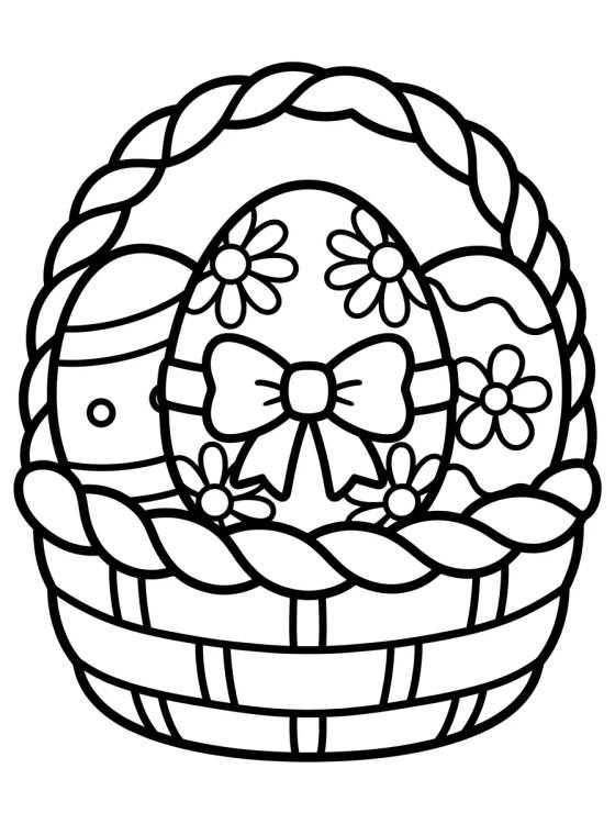 Cesta de Ovos de Páscoa Decorados para colorir Desenho de Cesta de Ovos de Páscoa Decorados para colorir e imprimir grátis