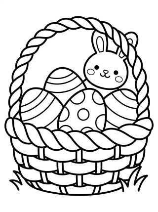 Cesta de Ovos de Páscoa Decorados para colorir Desenho de Cesta de Ovos de Páscoa Decorados para colorir e imprimir grátis
