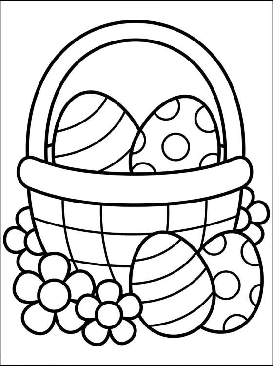 Cesta de Ovos de Páscoa para colorir Desenho de Cesta de Ovos de Páscoa para colorir e imprimir grátis