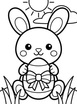 Desenho de Coelhinho com Ovo de Páscoa para colorir e imprimir grátis