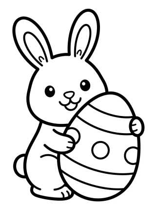 Desenho de Coelhinho da Páscoa com Ovo Grande para colorir e imprimir grátis