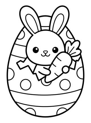 Desenho de Coelhinho Fofo Saindo do Ovo de Páscoa para colorir e imprimir grátis