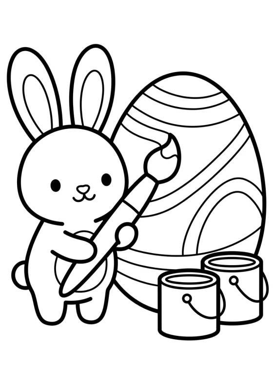 Coelhinho Pintor de Páscoa para colorir Desenho de Coelhinho Pintor de Páscoa para colorir e imprimir grátis