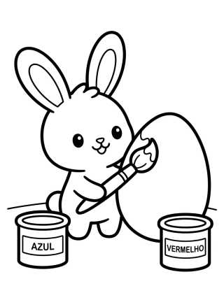 Coelho Pintando Ovo de Páscoa para colorir Desenho de Coelho Pintando Ovo de Páscoa para colorir e imprimir grátis