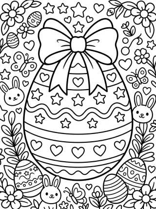 Desenho de Ovo de Páscoa Gigante com Laço para colorir e imprimir grátis
