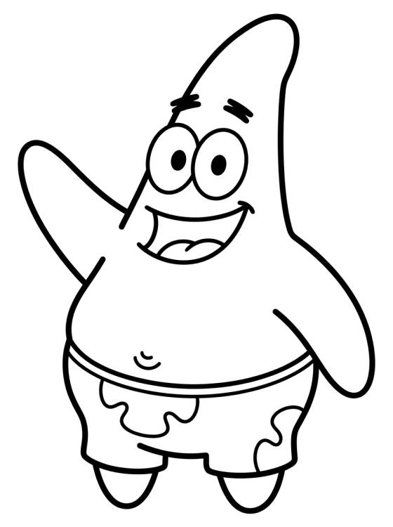 Desenho de Patrick Estrela Acenando Feliz para colorir e imprimir grátis