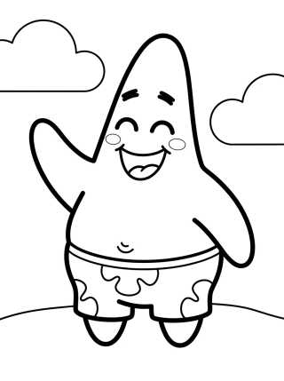 Desenho de Patrick Estrela Acenando Feliz para colorir e imprimir grátis