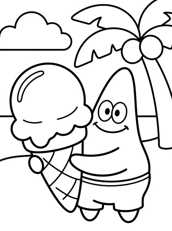 Patrick Estrela com Sorvete para colorir Desenho de Patrick Estrela com Sorvete para colorir e imprimir grátis
