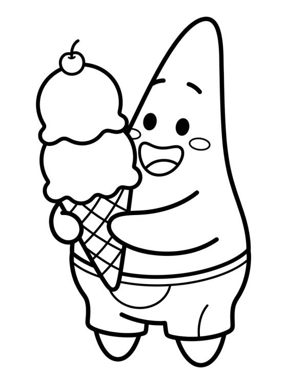 Patrick Estrela Comendo Sorvete para colorir Desenho de Patrick Estrela Comendo Sorvete para colorir e imprimir grátis