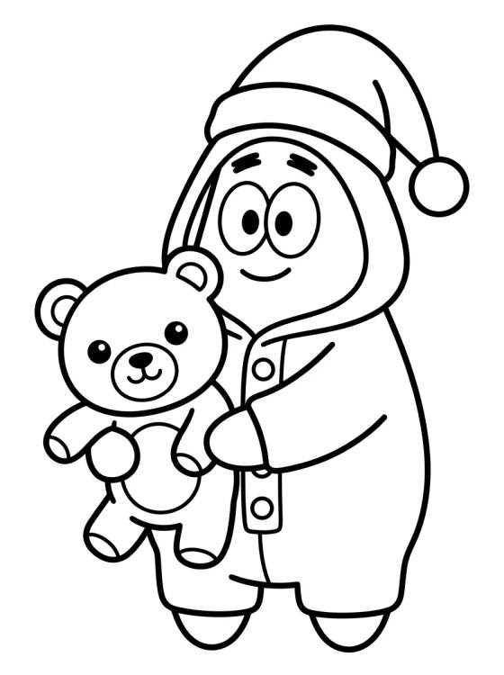Desenho de Patrick Estrela de Pijama Fofo para colorir e imprimir grátis