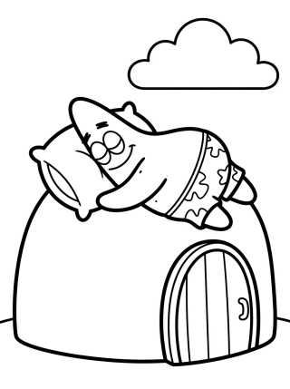 Desenho de Patrick Estrela Dormindo na Pedra para colorir e imprimir grátis