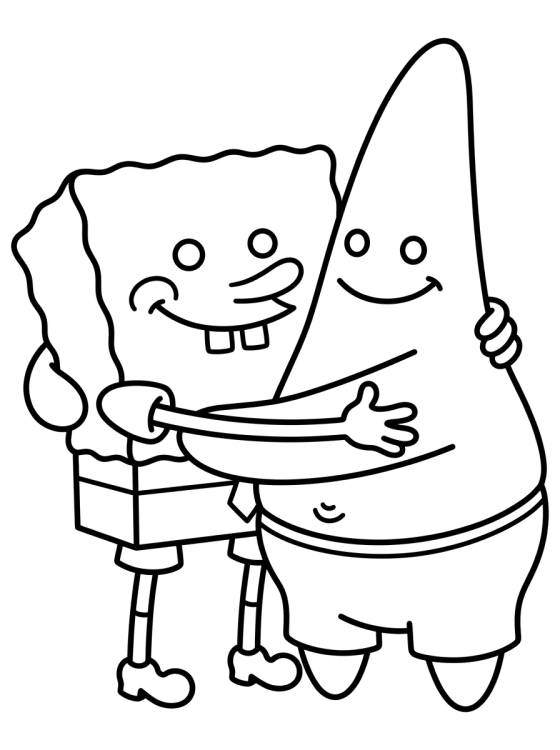 Patrick Estrela e Bob Esponja Amigos para colorir Desenho de Patrick Estrela e Bob Esponja Amigos para colorir e imprimir grátis