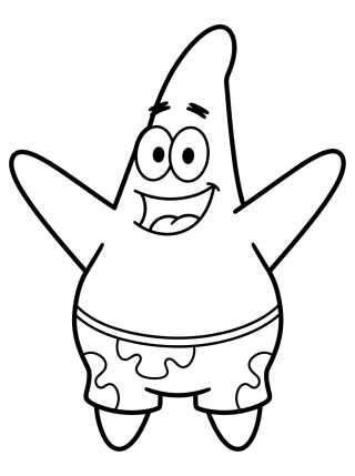 Desenho de Patrick Estrela Sorrindo Fofo para colorir e imprimir grátis