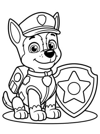 Desenho de Chase da Patrulha Canina Fofo para colorir e imprimir grátis