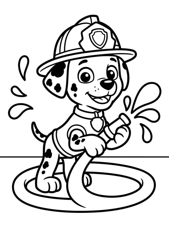 Desenho de Marshall Filhote Bombeiro para colorir e imprimir grátis