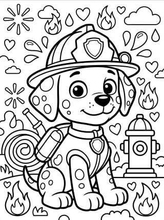 Desenho de Marshall o Bombeiro Fofo para colorir e imprimir grátis