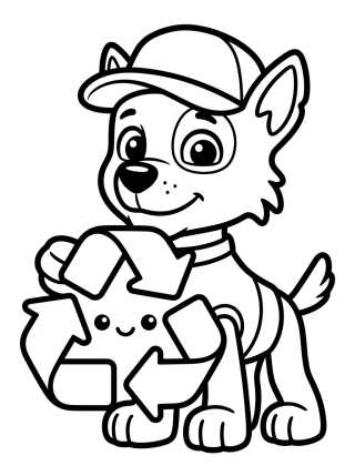 Desenho de Rocky e o Símbolo de Reciclagem para colorir e imprimir grátis