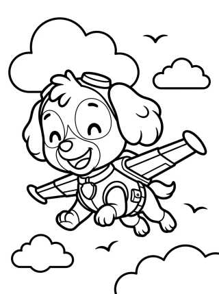 Desenho de Skye Voando com Mochila Jato para colorir e imprimir grátis