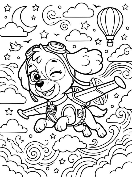 Desenho de Skye Voando Feliz para colorir e imprimir grátis