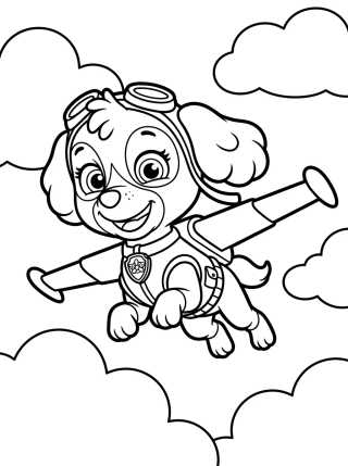 Desenho de Skye Voando na Patrulha Canina para colorir e imprimir grátis