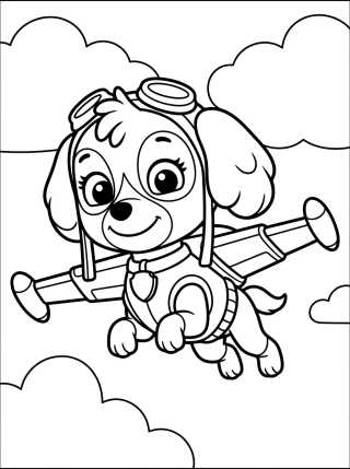 Desenho de Skye Voando no Helicóptero para colorir e imprimir grátis