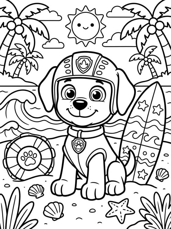 Desenho de Zuma na Praia para colorir e imprimir grátis