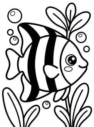 Desenho de Peixe-Anjo Tropical para Colorir para colorir e imprimir grátis