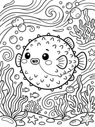 Desenho de Peixe-Baiacu Redondinho para colorir e imprimir grátis