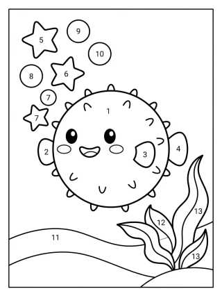 Desenho de Peixe-Balão Fofinho Kawaii para colorir e imprimir grátis