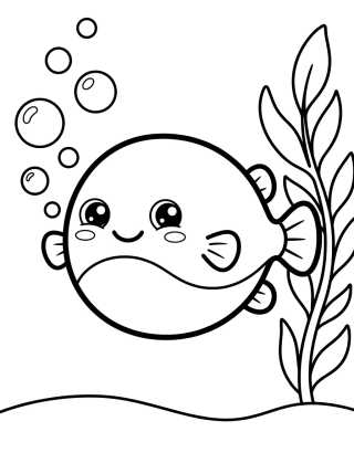 Desenho de Peixe-Balão Soltando Bolhinhas para colorir e imprimir grátis