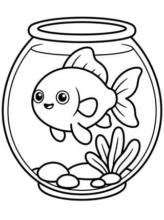 Peixe-Dourado em um Aquário Fofo para colorir Desenho de Peixe-Dourado em um Aquário Fofo para colorir e imprimir grátis