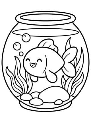 Peixe-Dourado no Aquário para colorir Desenho de Peixe-Dourado no Aquário para colorir e imprimir grátis