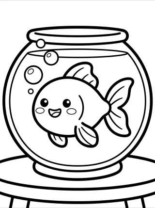 Desenho de Peixe-Dourado no Aquário para Colorir para colorir e imprimir grátis
