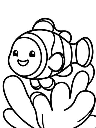 Desenho de Peixe-Palhaço Fofo para Colorir para colorir e imprimir grátis
