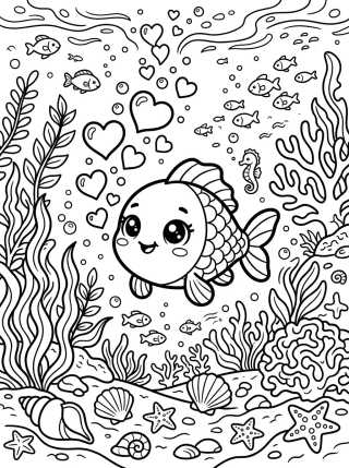 Desenho de Peixinho Bebê Brincando para colorir e imprimir grátis