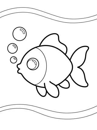 Desenho de Peixinho Dourado Soltando Bolhas para colorir e imprimir grátis
