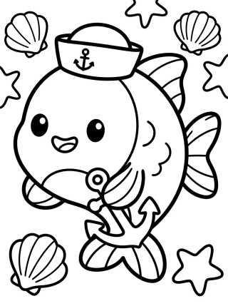 Desenho de Peixinho Marinheiro para Colorir para colorir e imprimir grátis