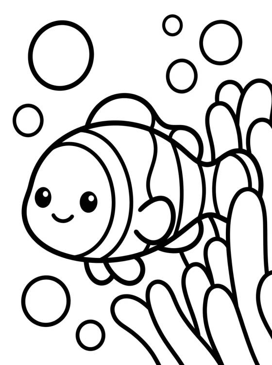 Peixinho Palhaço Kawaii para colorir Desenho de Peixinho Palhaço Kawaii para colorir e imprimir grátis