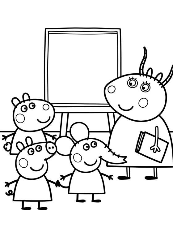 Peppa e Amigos na Escola com a Sra. Gazela para colorir Desenho de Peppa e Amigos na Escola com a Sra. Gazela para colorir e imprimir grátis