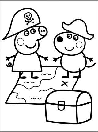Desenho de Peppa e Danny Cão Piratas para colorir e imprimir grátis