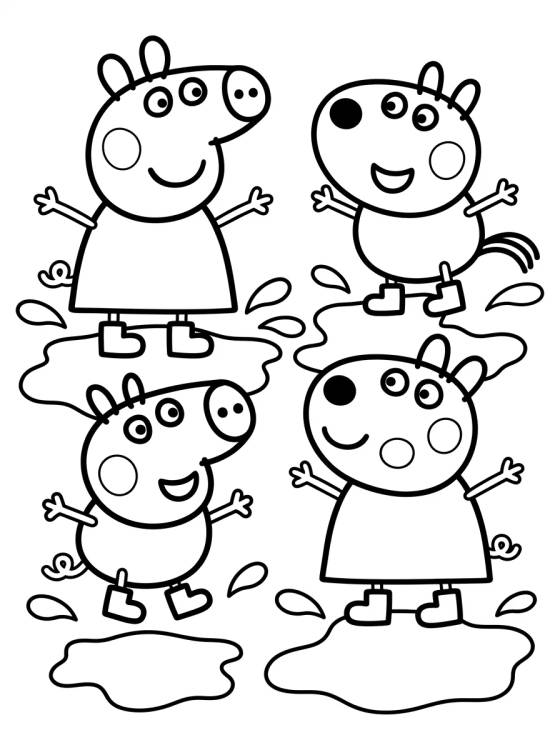 Peppa e Pedro Pônei na Lama para colorir Desenho de Peppa e Pedro Pônei na Lama para colorir e imprimir grátis