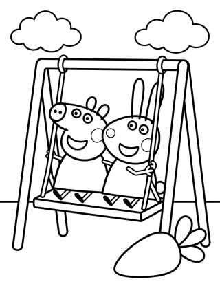 Desenho de Peppa e Rebecca Coelho para colorir e imprimir grátis