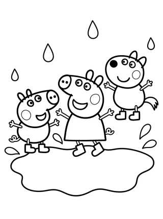 Peppa, George e Pedro Pônei na Lama para colorir Desenho de Peppa, George e Pedro Pônei na Lama para colorir e imprimir grátis