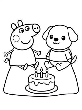 Desenho de Peppa Pig e Danny Cão para colorir e imprimir grátis