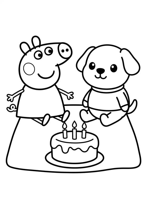 Peppa Pig e Danny Cão para colorir Desenho de Peppa Pig e Danny Cão para colorir e imprimir grátis