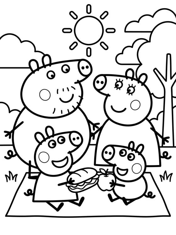 Desenho de Família Pig Reunida para colorir e imprimir grátis