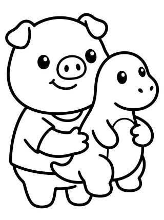 George e o Dinossauro para colorir Desenho de George e o Dinossauro para colorir e imprimir grátis